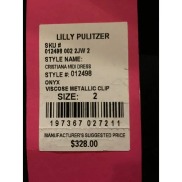Lilly Pulitzer Cristiana Black Gold Dot Midi Dress Size 2 New With tag - Picture 7 of 8